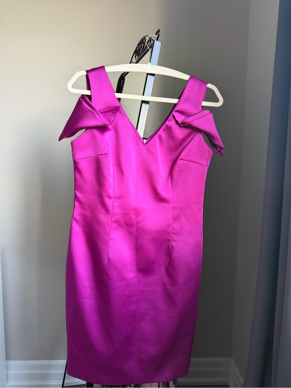 Fuchsia Dress with V-Neck